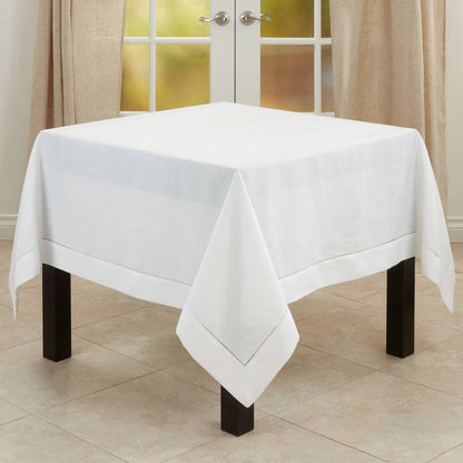 Ivory Tablecloth with Hemstitched Border