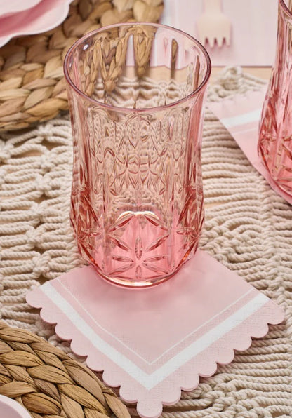 Traditional Classic Blush Pink Tumblers, Wine and Cocktail Glasses & Pitcher