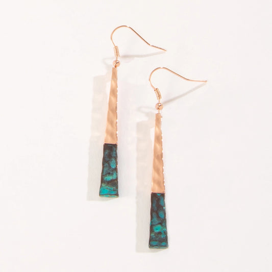 Ember Patina Copper Bar Earrings