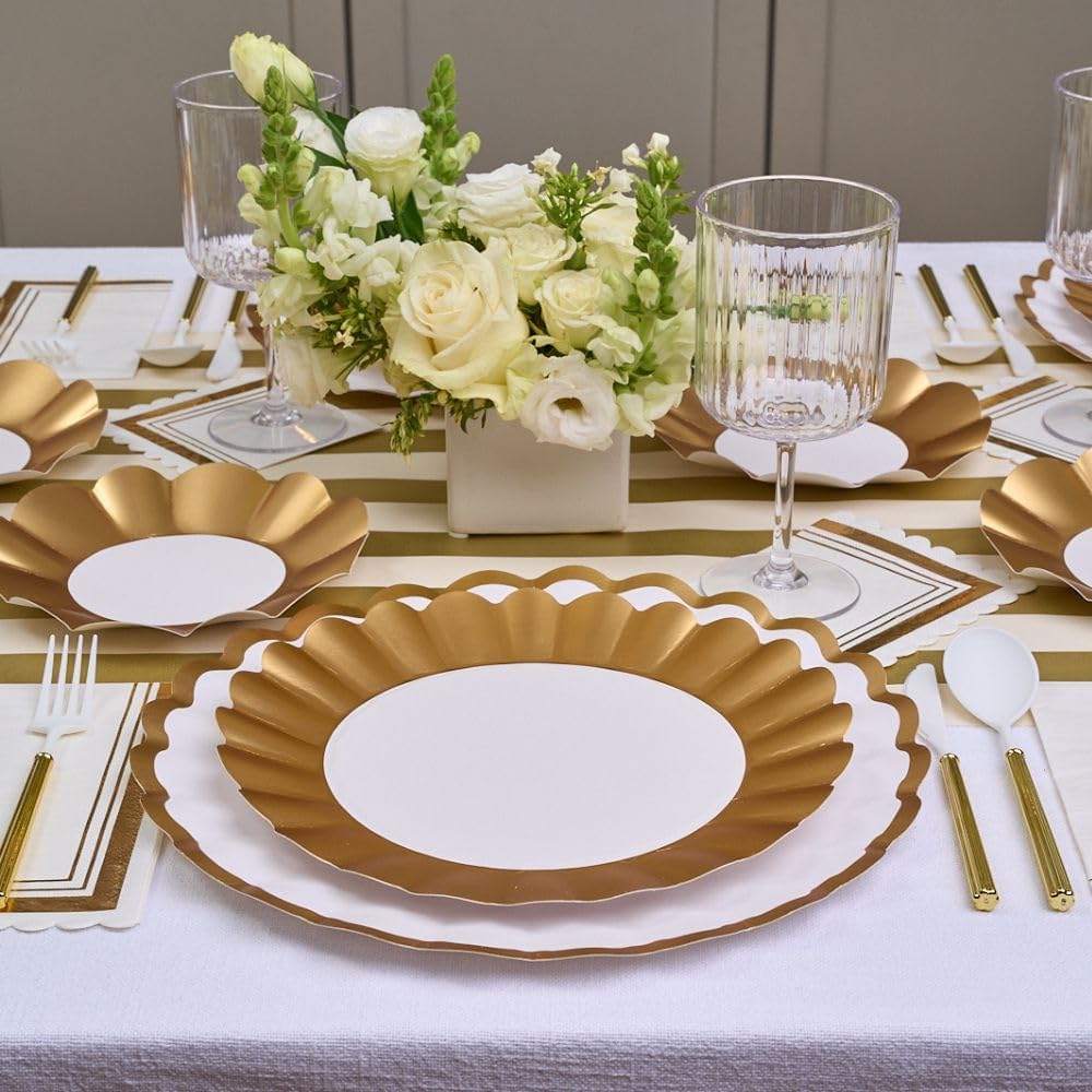 Gold & White Cocktail Napkin