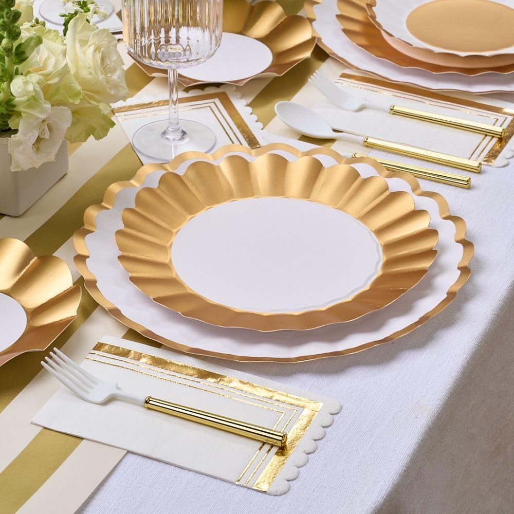 Gold & White Cocktail Napkin