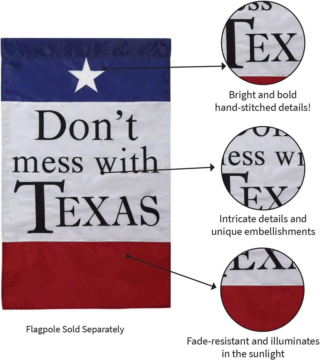 Don't Mess With Texas Garden Applique Flag