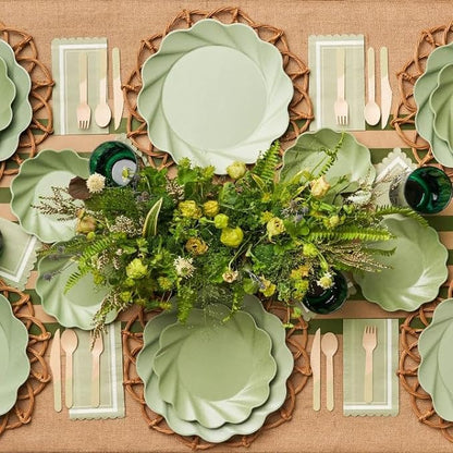 Sage Scalloped Edge Guest Napkin