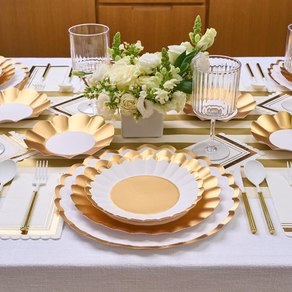 Gold & White Cocktail Napkin