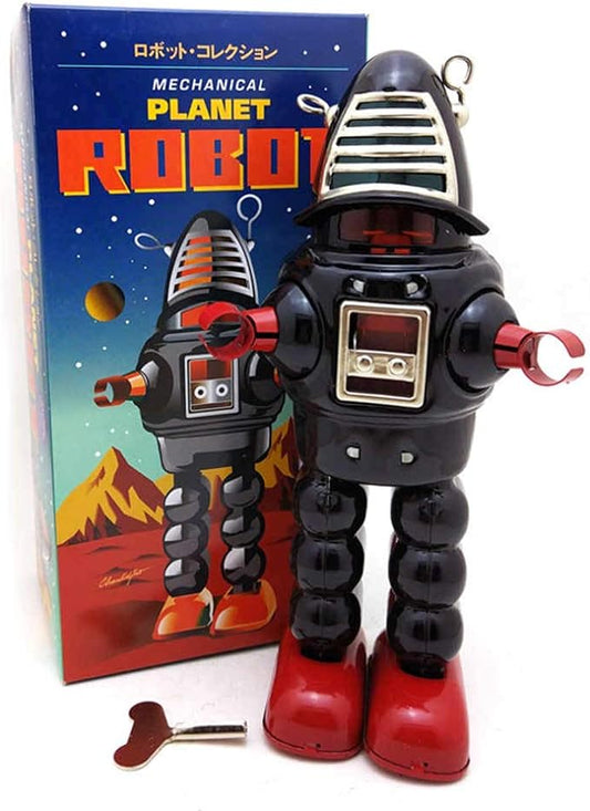 Black Planet Wind-Up Robot Retro Style Children's Toy
