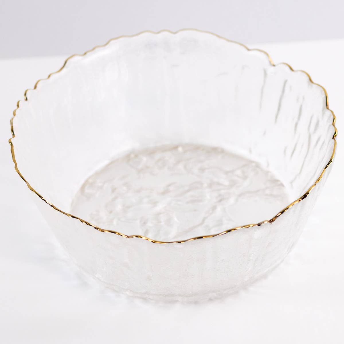 Marguerite Glass Serving Bowl With Gold Trim