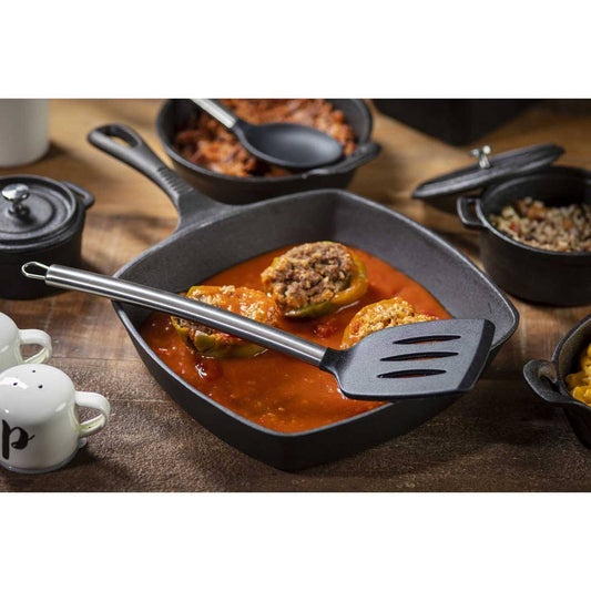 14" Slotted Grey Spatula Silicone Stainless Steel