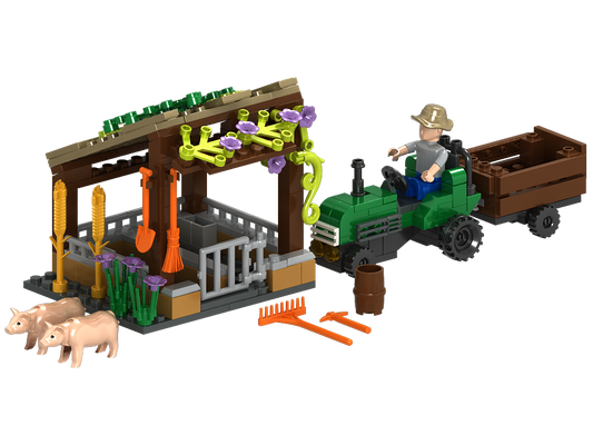 Pig Farm and Tractor Building Brick Kit