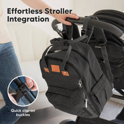 KeaBabies Rove Diaper Backpack- Charcoal