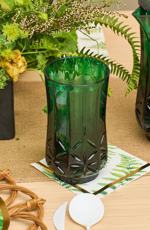 Classic Green Tumblers, Wine and Cocktail Glasses & Pitcher