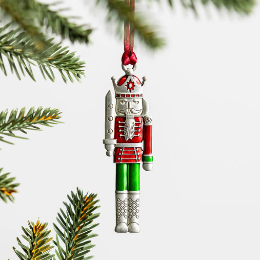 Solid Pewter Nutcracker Christmas Tree Ornament