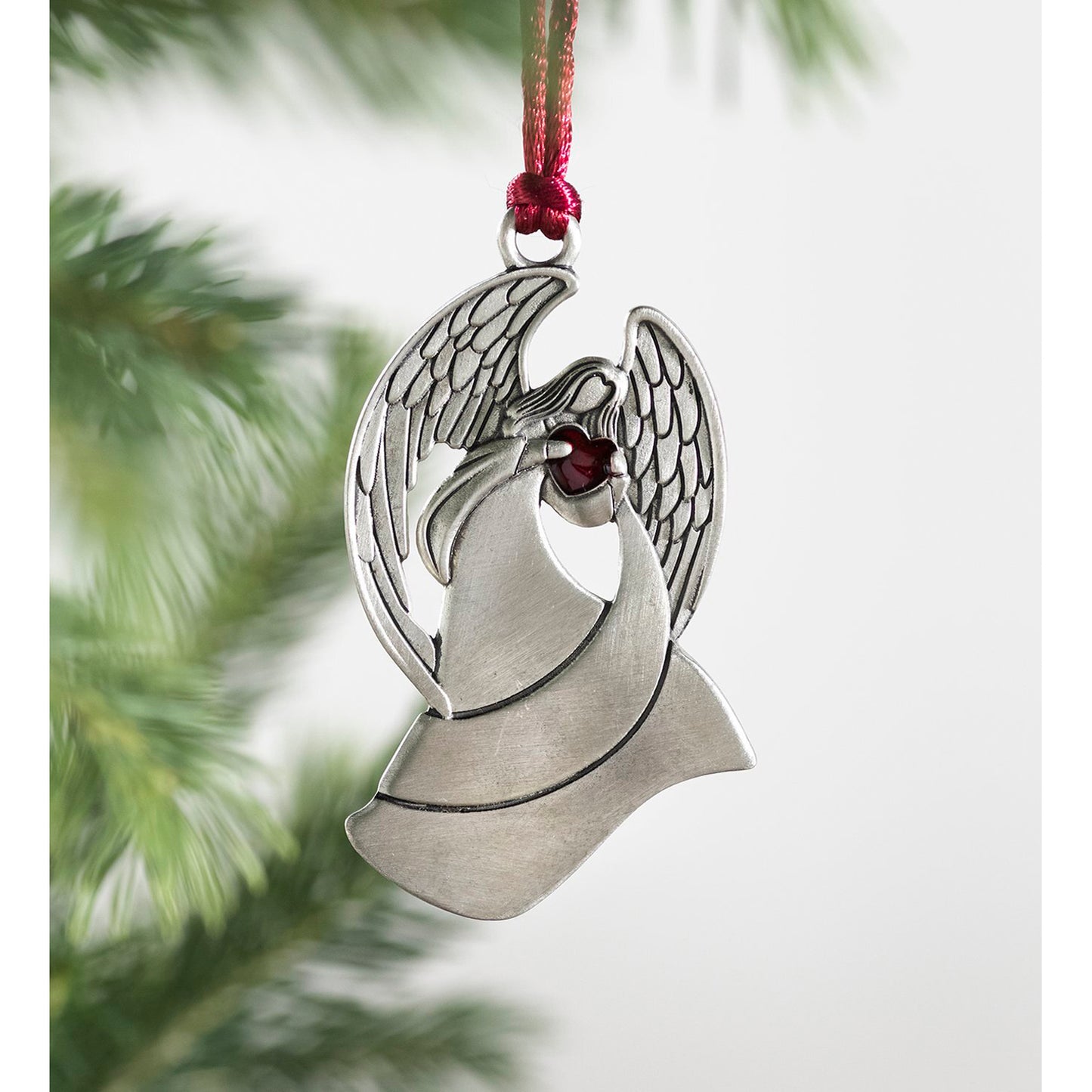 Solid Pewter Angel Christmas Tree Ornament