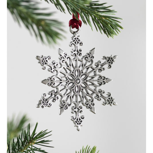 Solid Pewter Christmas Tree Ornament - Snowflake