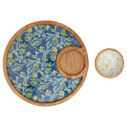 Azure Ivy Mango Wood Platter & Bowl Set