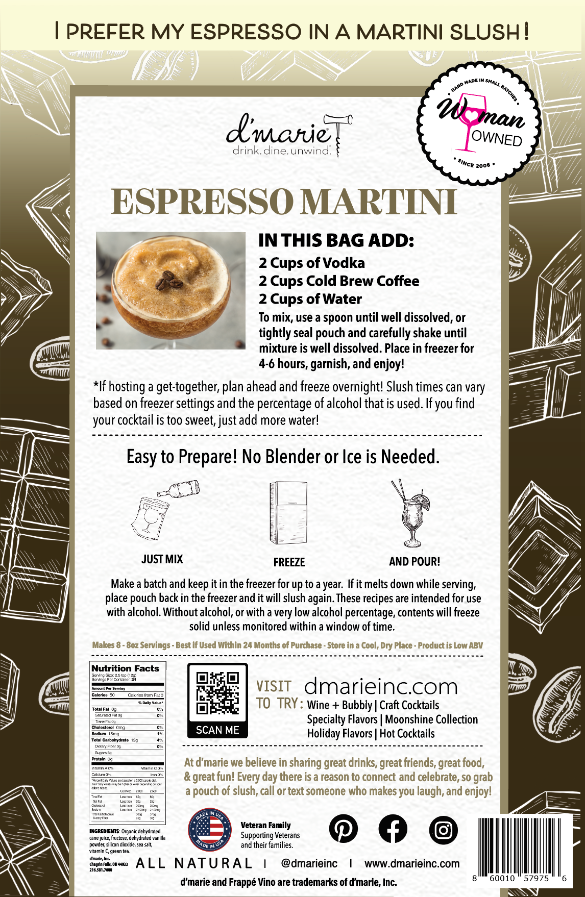 Espresso Martini Cocktail - Ready-To-Freeze Cocktail