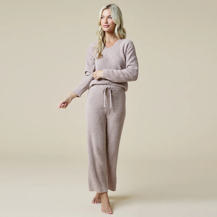 Softies Marshmallow V-Neck Lounge Set in Coco