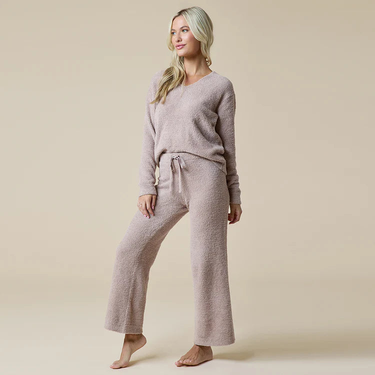 Softies Marshmallow V-Neck Lounge Set in Coco