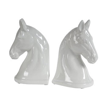 Jubilee Horse Head Bookends, High-Gloss White