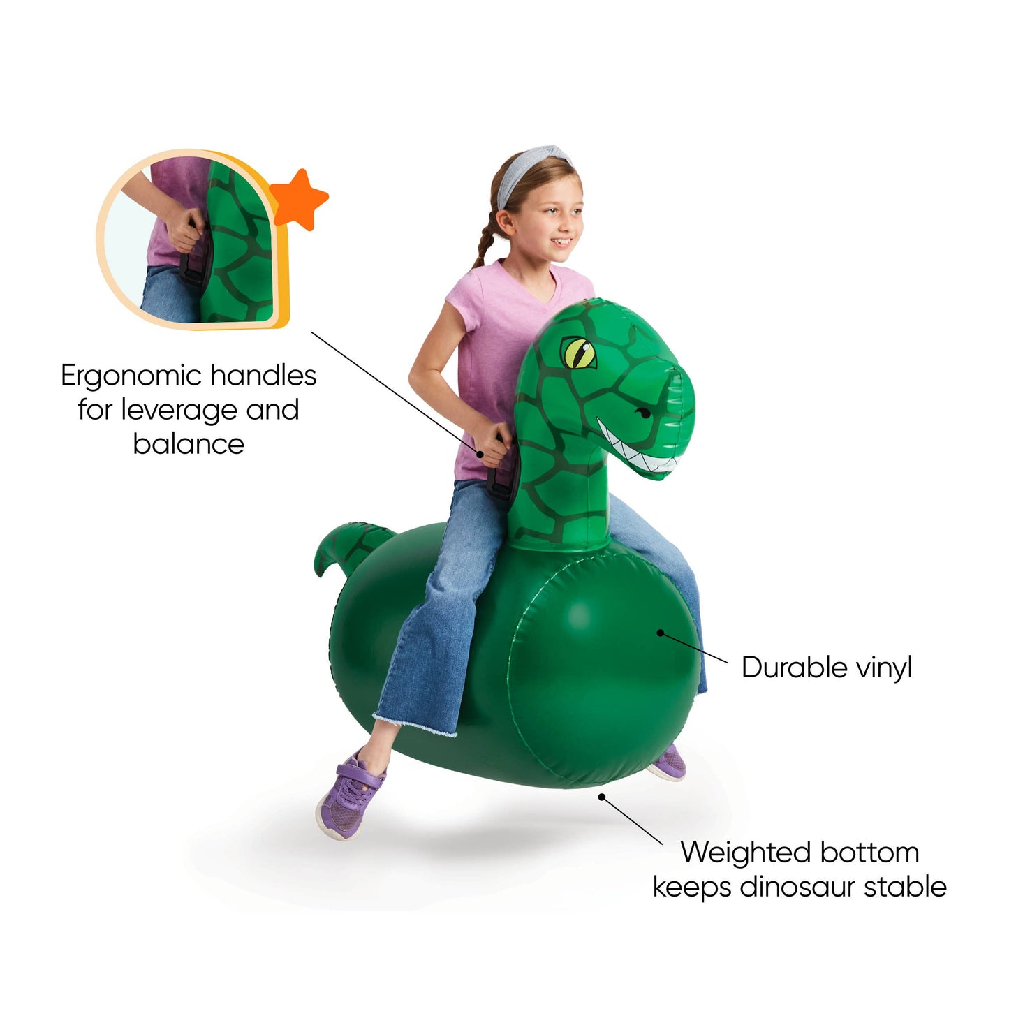 Inflatable Ride-On Hop 'n Go - Set of 2: Dinosaur