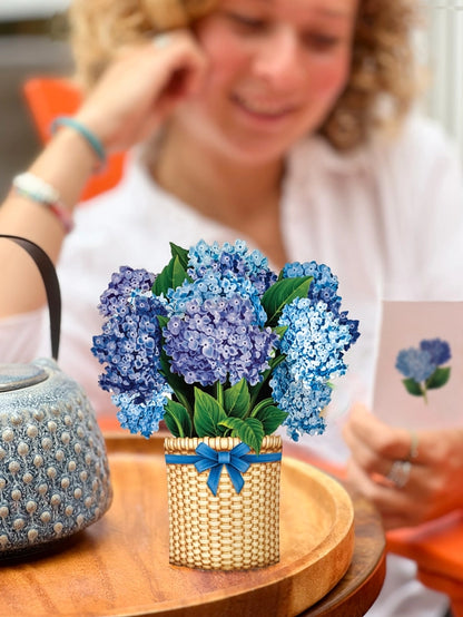 Nantucket Hydrangeas Pop-Up Bouquet Blank Greeting Card