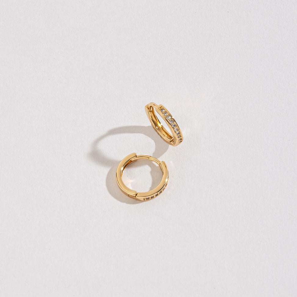 Small Pave Silver & Gold Hoop Earrings