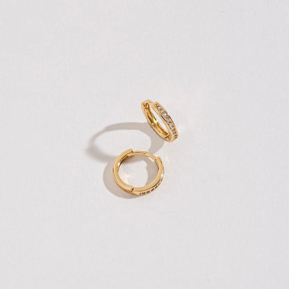 Small Pave Silver & Gold Hoop Earrings