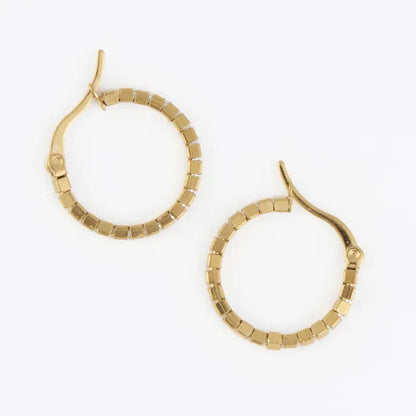 Waterproof Earrings Square Beaded Hoop