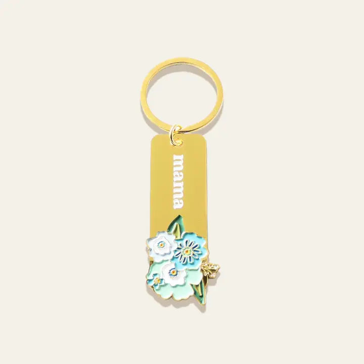 Enamel Floral Keychain - Mama