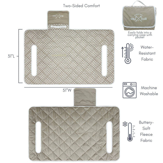 Birdie Gingham Neutral Golf Cart Seat Cover