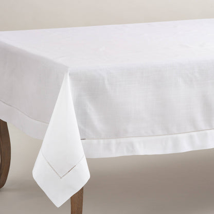 Ivory Tablecloth with Hemstitched Border