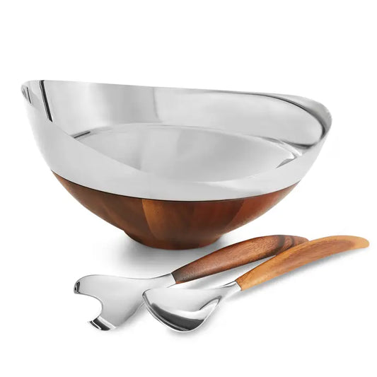 Nambe Pulse Salad Bowl With Servers