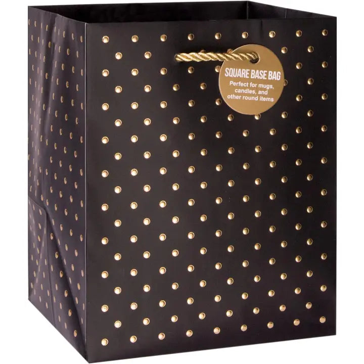 Gold Swiss Dots-Black Small Square Gift Bag