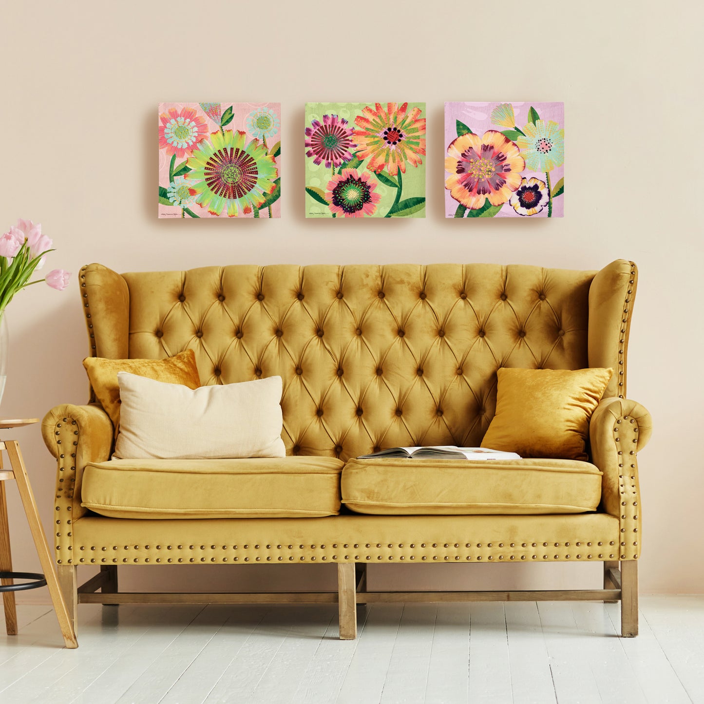 Pastel Floral Canvas Wall Décor