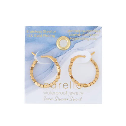 Waterproof Earrings Square Beaded Hoop