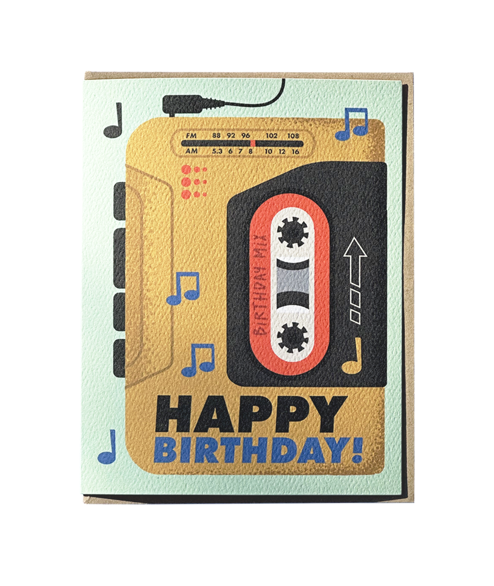 Happy Birthday Card - Cassette Player
