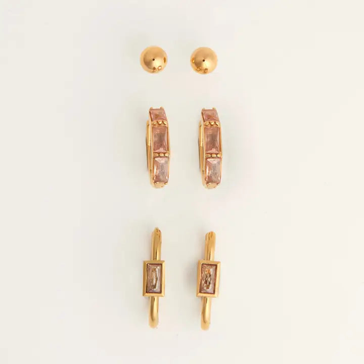 Rectangle Hoop Earring Trio