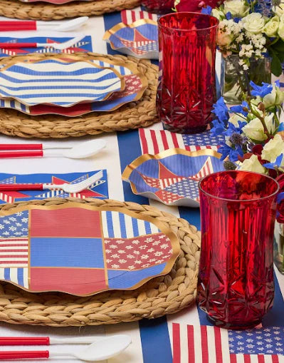 Classic Red Tumblers, Wine and Cocktail Glasses, & Pitcher