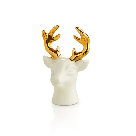 Nora Fleming Mini Retired White Deer with Gold Antlers, Oh Deer!
