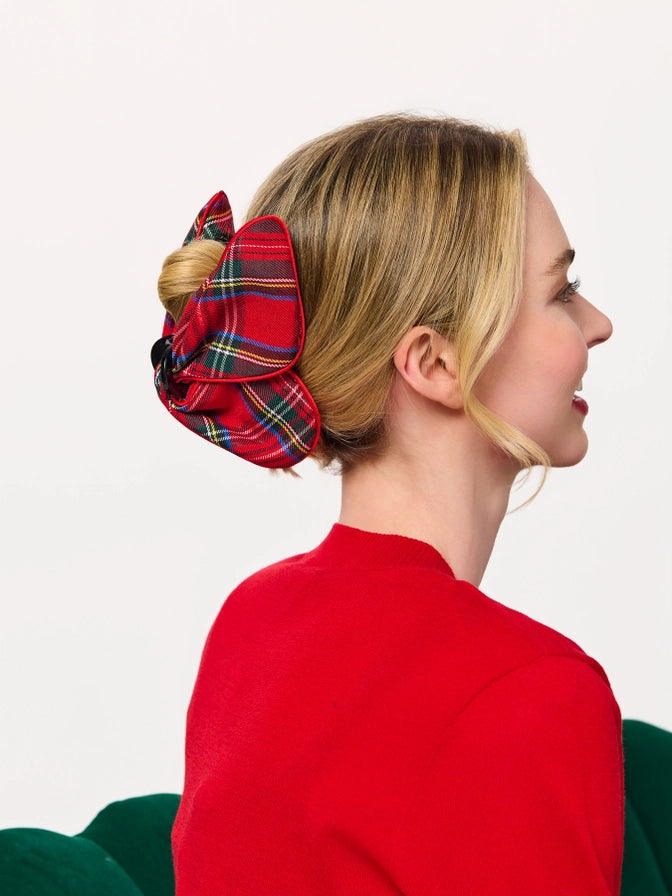 Red Plaid Butterfly Claw Clip