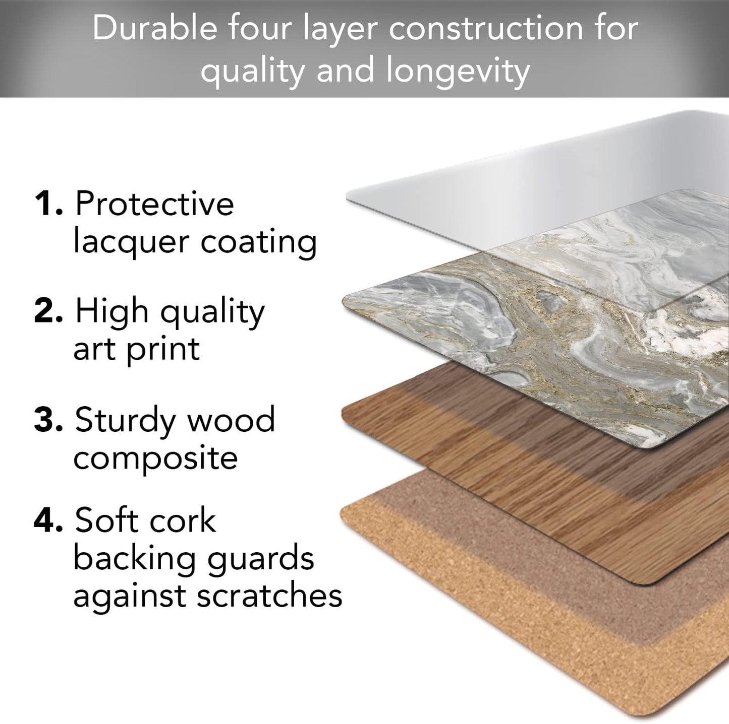 CounterArt Quartz Hardboard Cork-Back Placemats