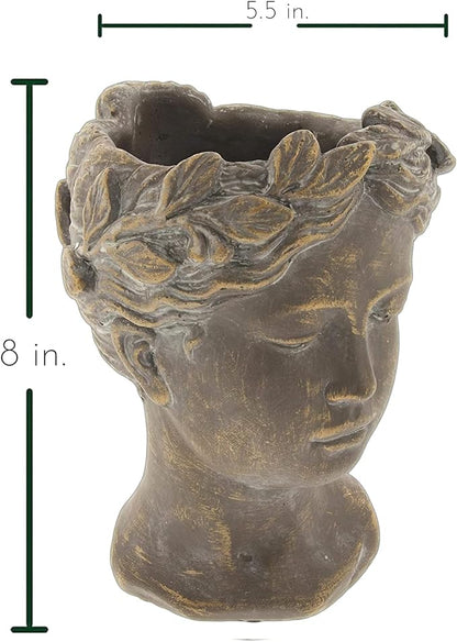 Grace Filled Woman Head Cement Planter Pot