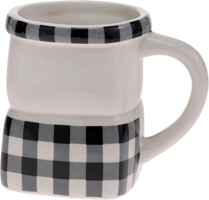 Joyous Black & White Check Snowman Christmas Mug