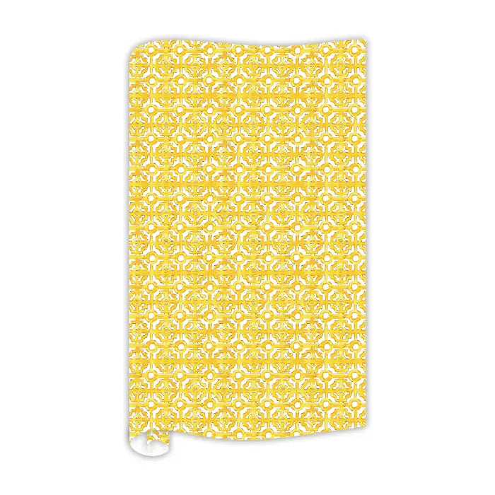 Handpainted Yellow Trellis Wrapping Paper - 8ft