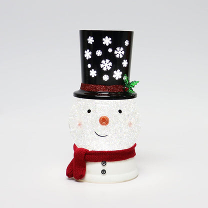 Holiday LED Projecting Snow Globe Water Spinning Snowman - 9.4"