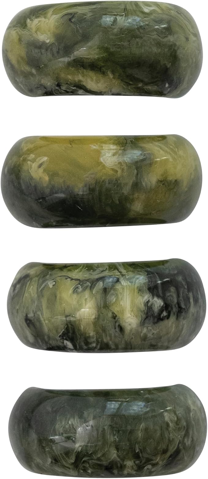Olive Marbled Resin Napkin Rings