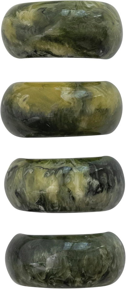 Olive Marbled Resin Napkin Rings