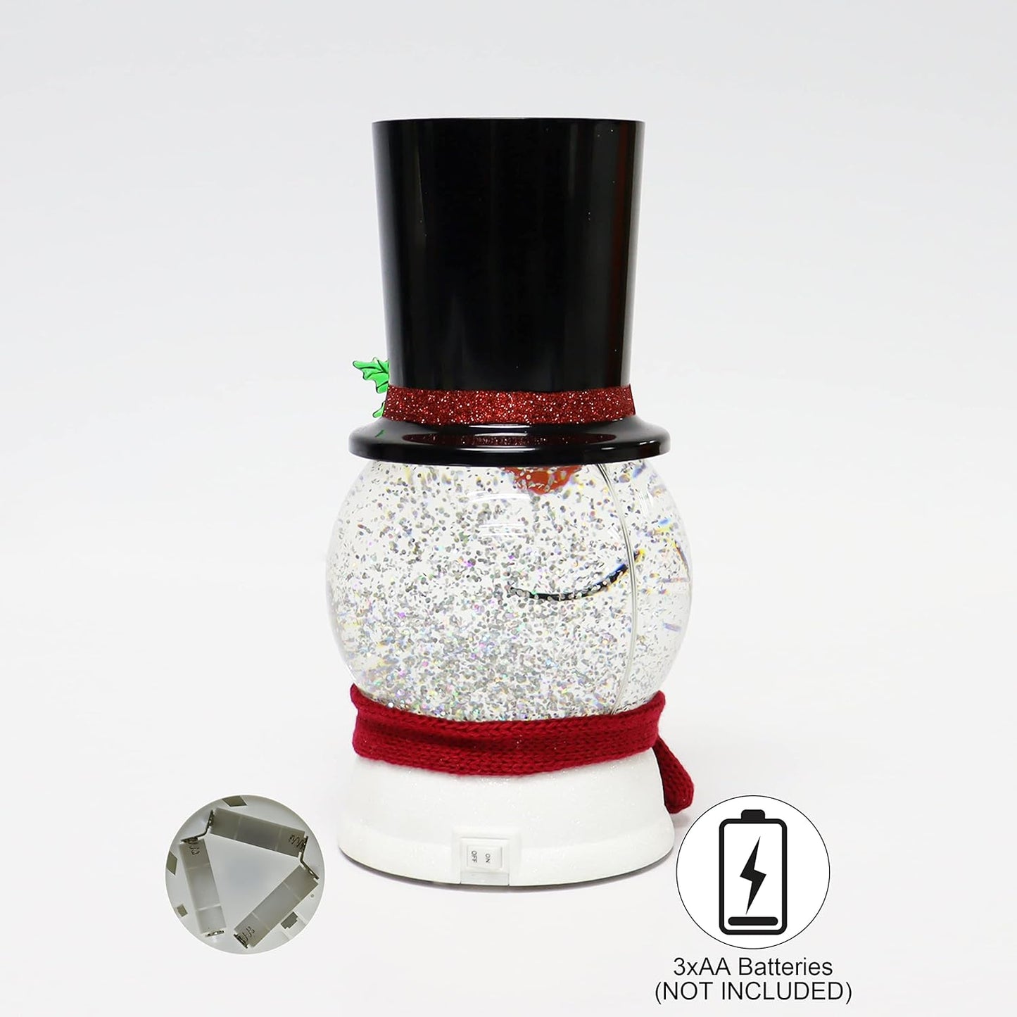 Holiday LED Projecting Snow Globe Water Spinning Snowman - 9.4"