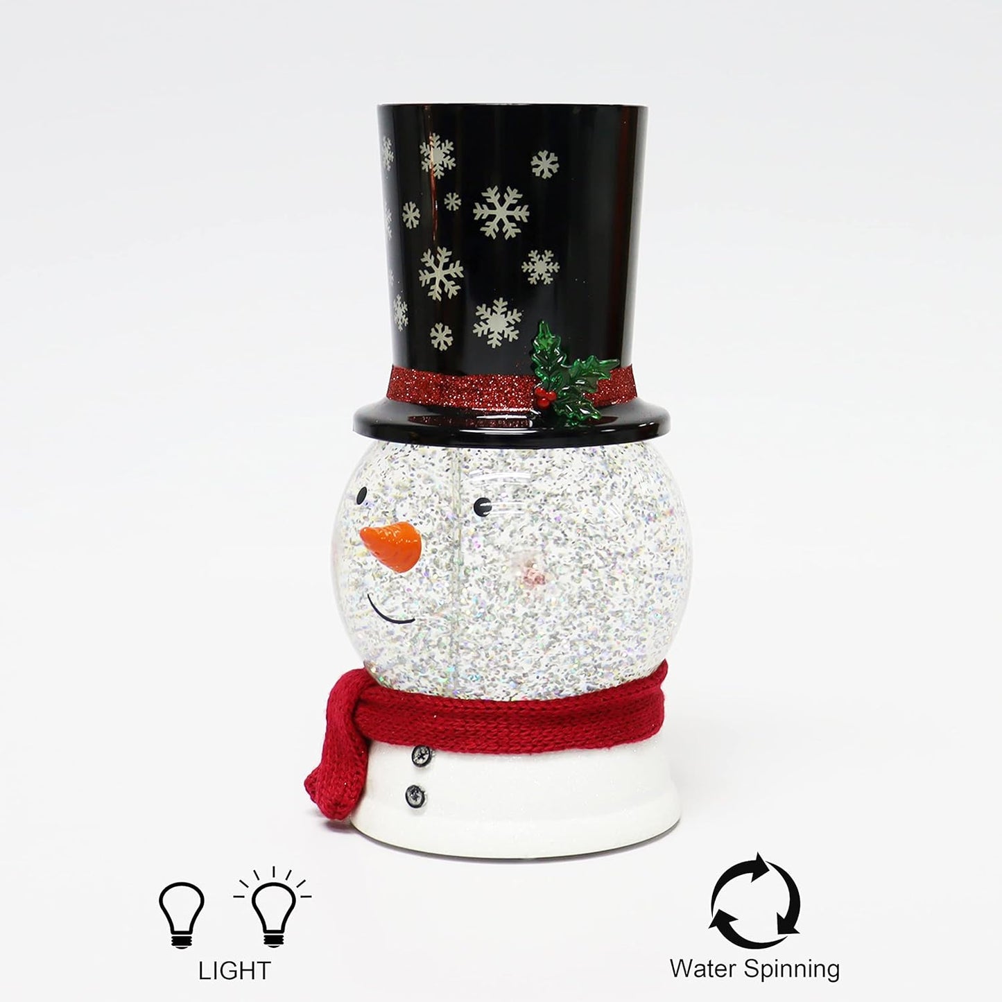 Holiday LED Projecting Snow Globe Water Spinning Snowman - 9.4"