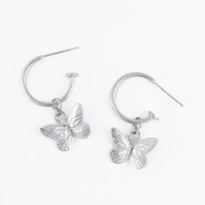 Butterfly Charm Hoop Earrings