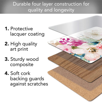 CounterArt Fragrant Spring Hardboard Cork-Back Placemats